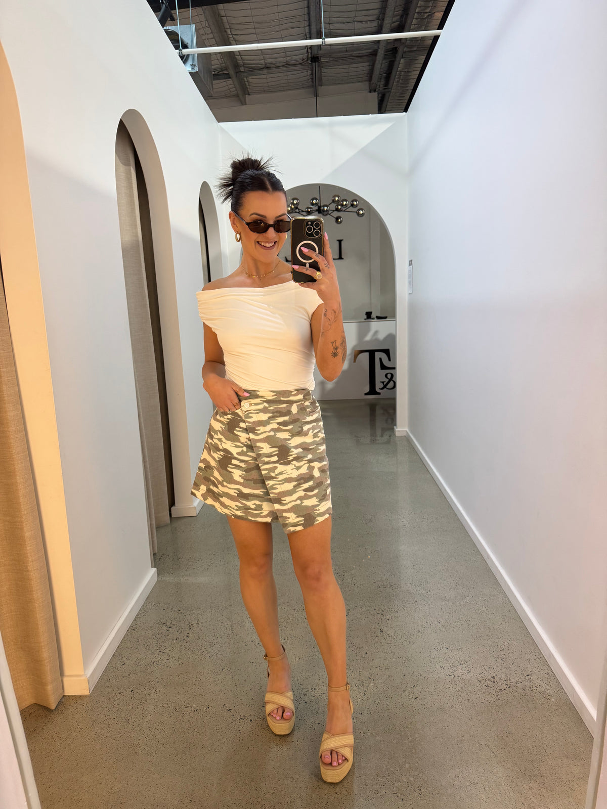BY FRANKIE / LIGHT CAMO ARMY WRAP SKIRT / 1189-1