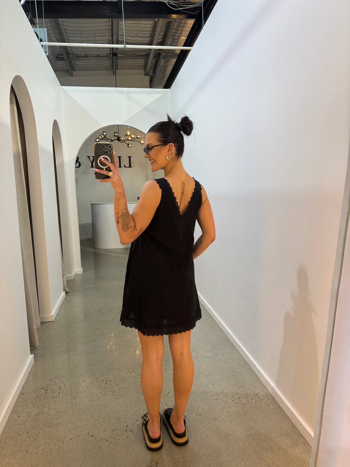 BY FRANKIE / BLACK LACE TRIM DRESS / 1162-1