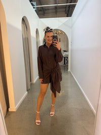 BY FRANKIE / TIE DRESS / CHOCOLATE / 1161-3