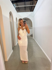 BY FRANKIE / FLORAL CROCHET DRESS / WHITE / 2577-WHT