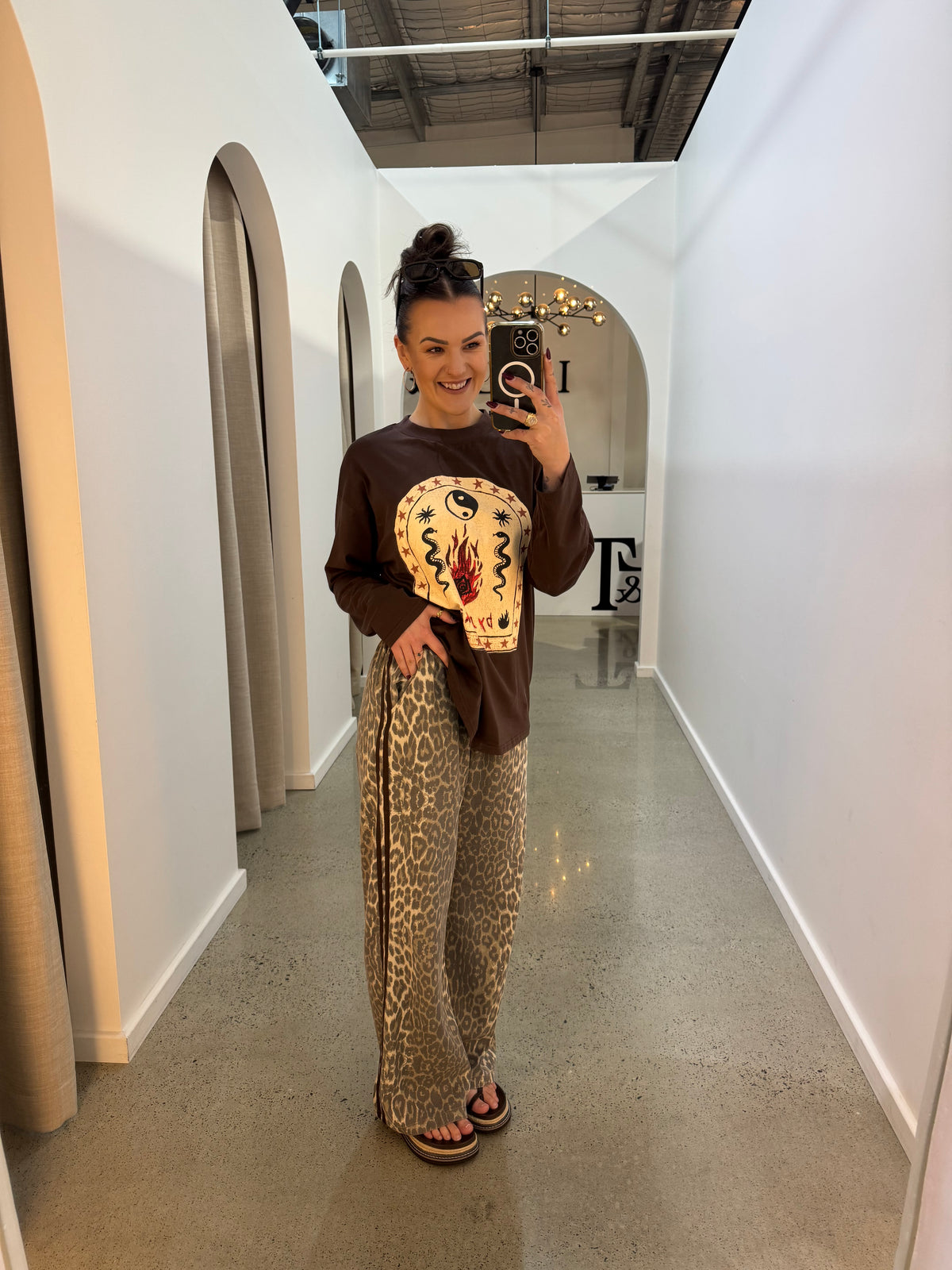 BY FRANKIE / LEOPARD PANTS WITH RACER CHOCOLATE STRIPED / 526-50