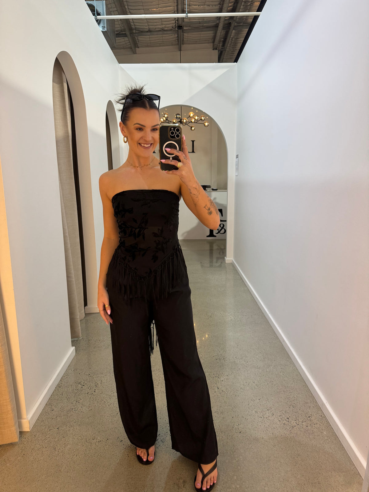 BY FRANKIE / SCALF FRINGE TOP BLACK / 1169-1