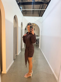 BY FRANKIE / TIE DRESS / CHOCOLATE / 1161-3