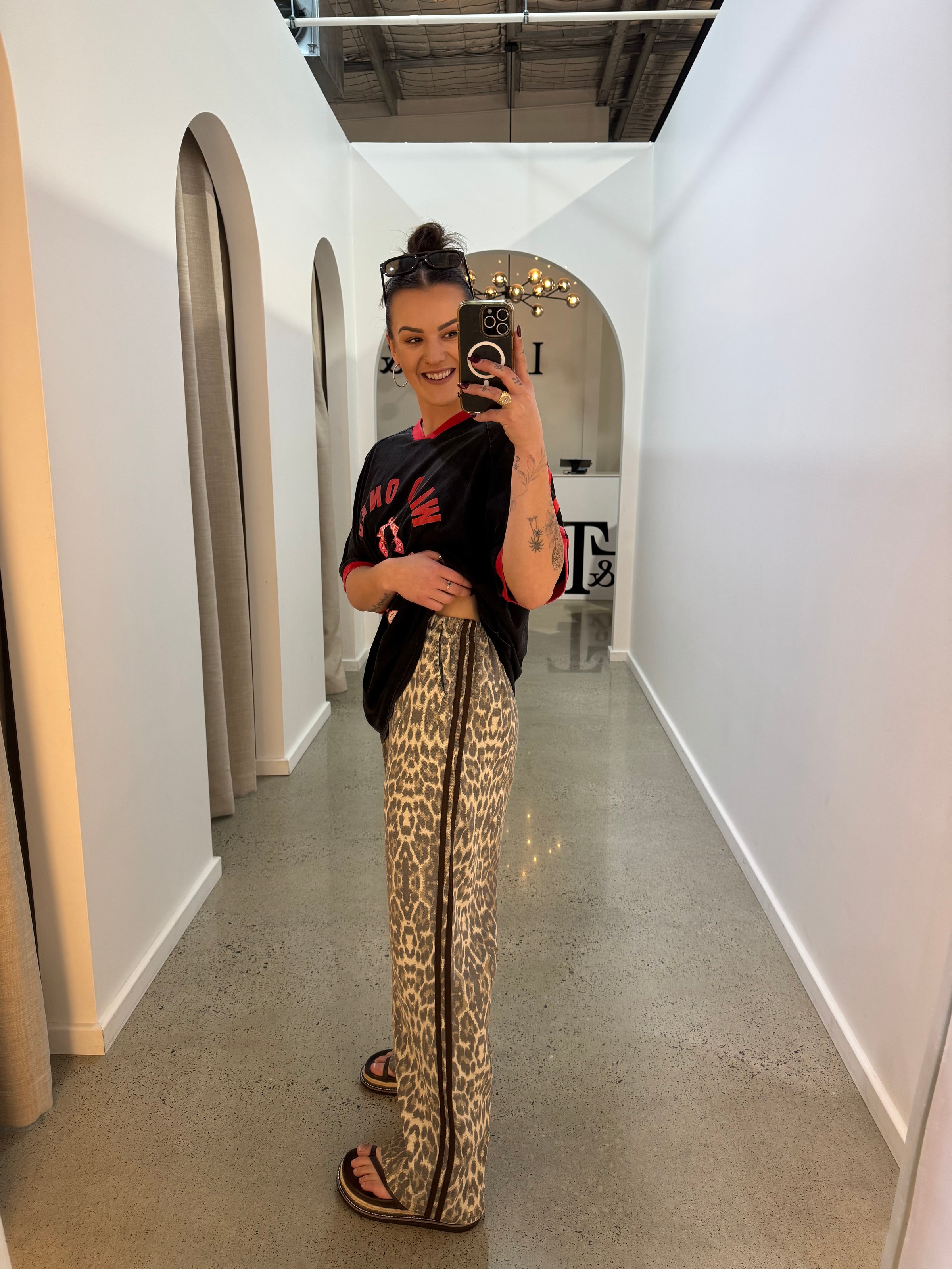 BY FRANKIE / LEOPARD PANTS WITH RACER CHOCOLATE STRIPED / 526-50
