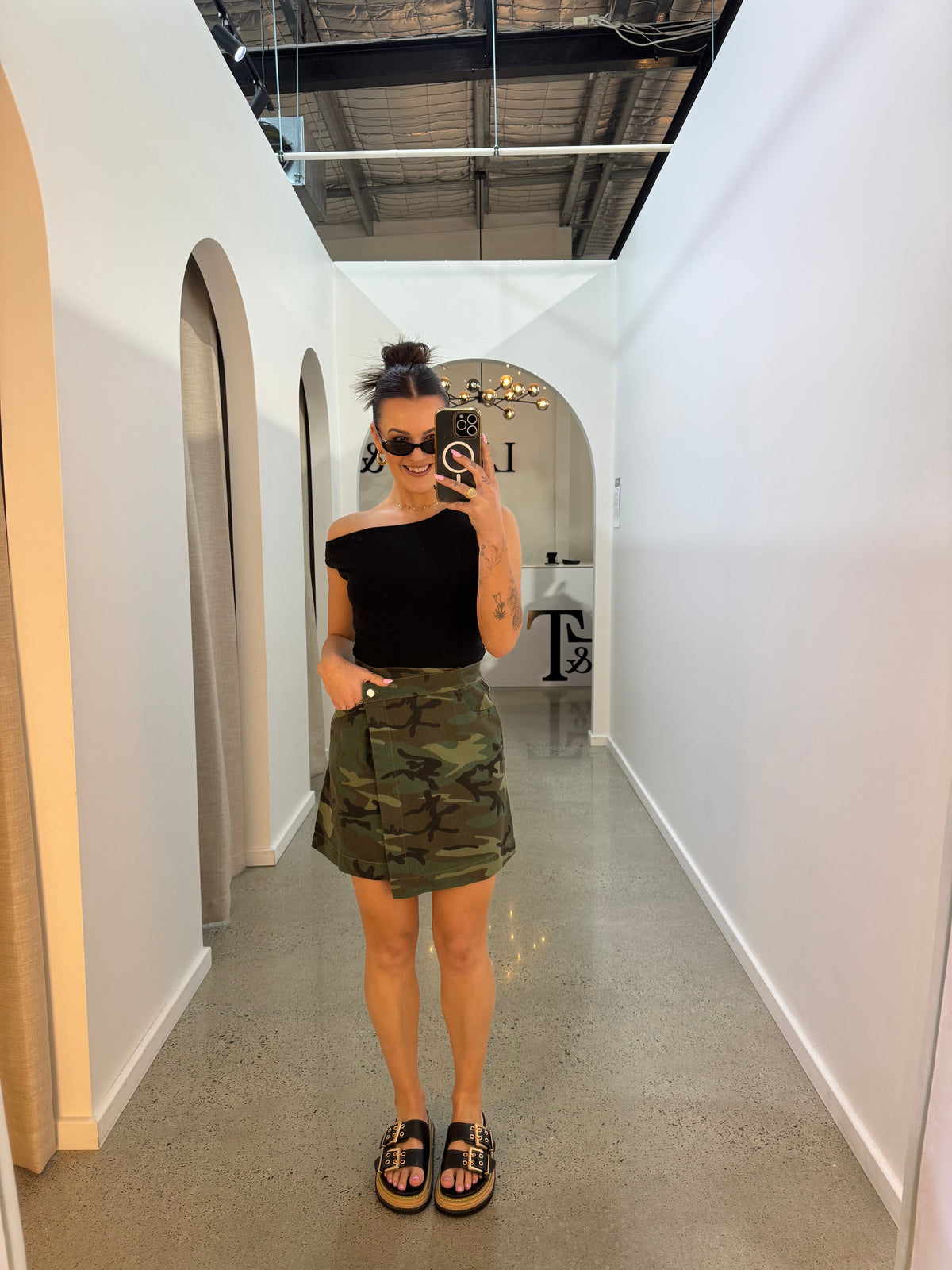 BY FRANKIE / DARK CAMO ARMY WRAP SKIRT / 1189-2