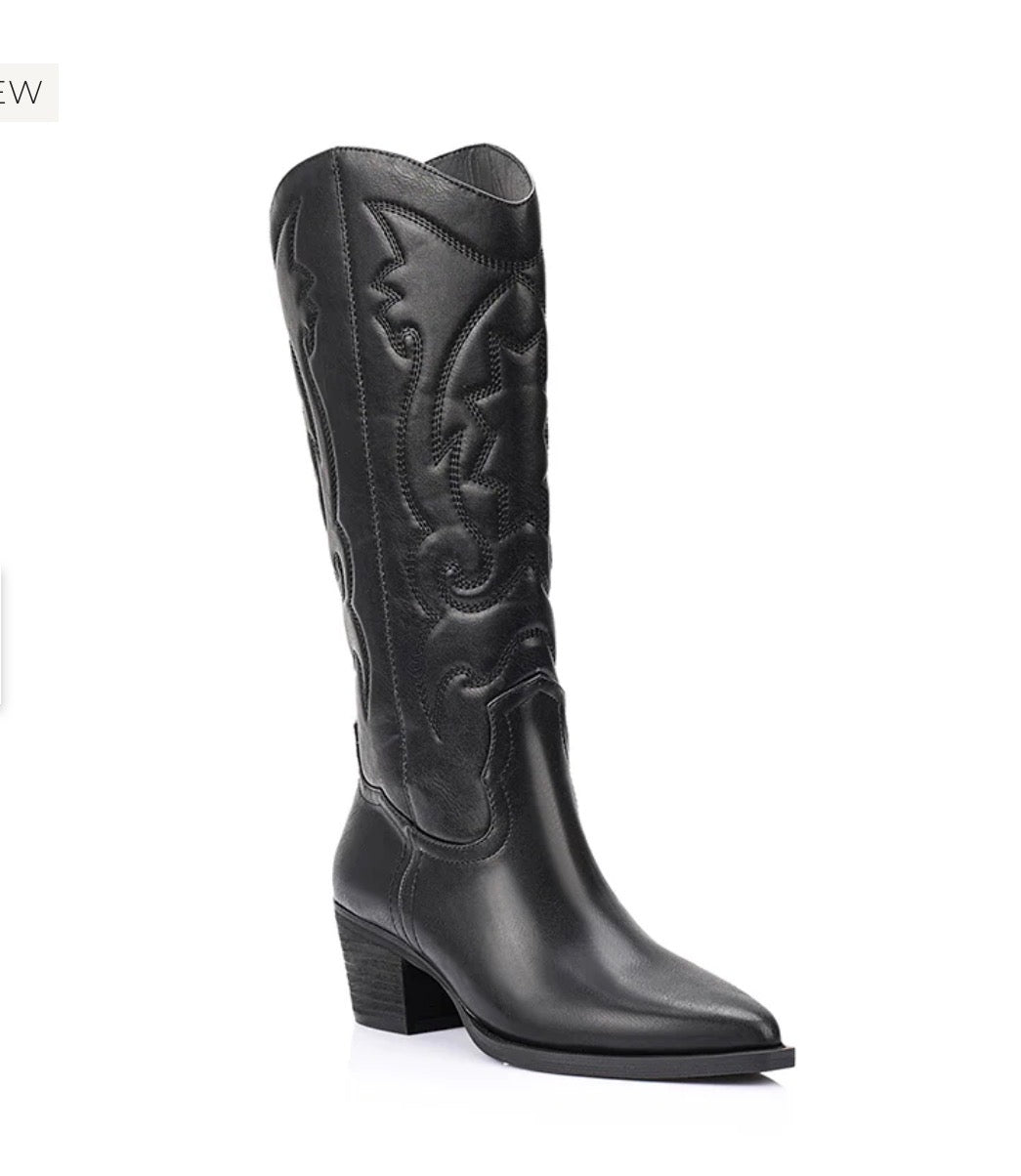 VERALI / BENTLEY COWBOY BOOT / BLACK DISTRESSED