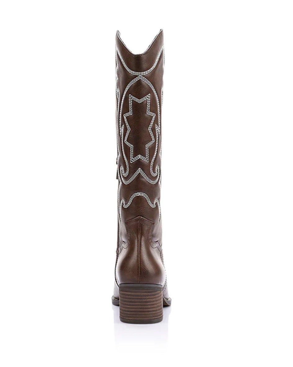 VERALI / BENTLEY COWBOY BOOT / BROWN DISTRESSED