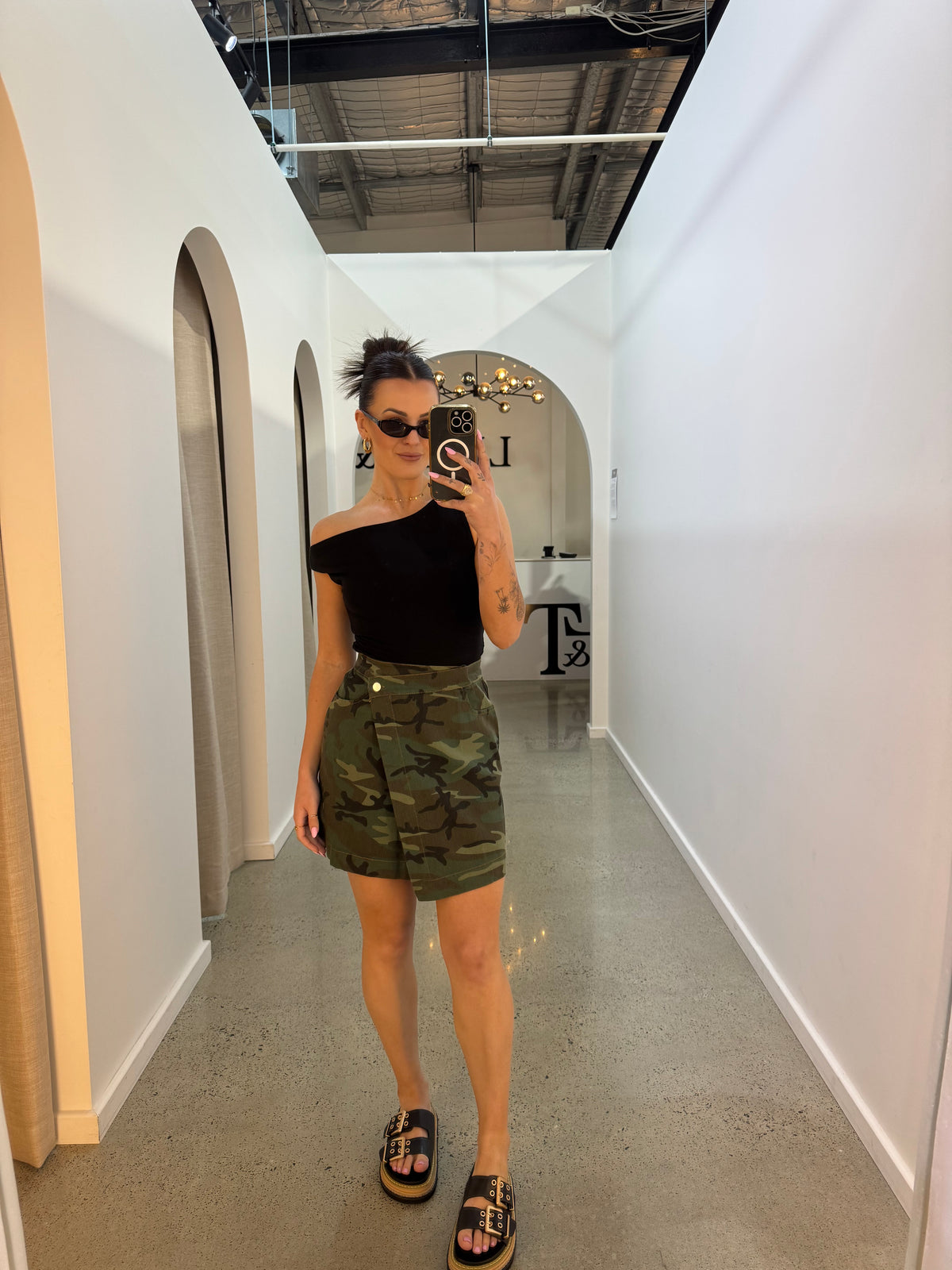 BY FRANKIE / DARK CAMO ARMY WRAP SKIRT / 1189-2
