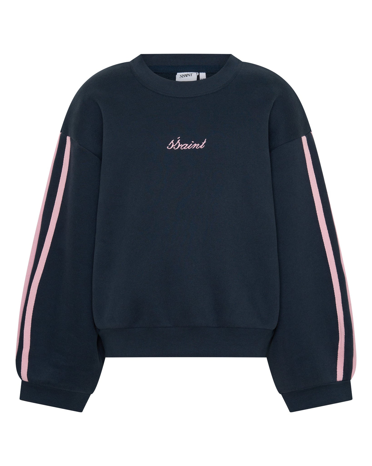 SSAINT / KIDS FLEECE CREW NECK NAVY-PINK / AGE 10-12