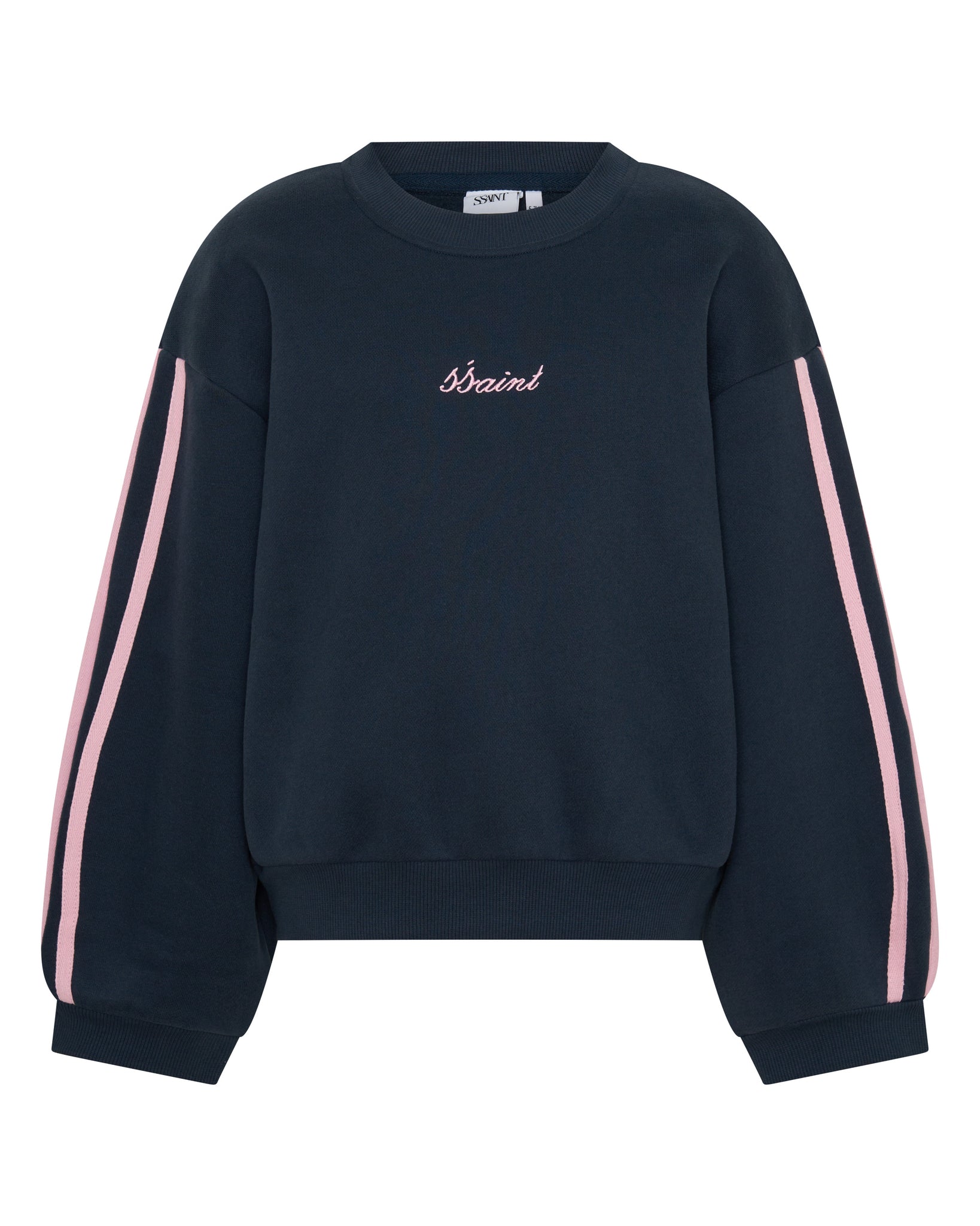 SSAINT / KIDS FLEECE CREW NECK NAVY-PINK / AGE 10-12