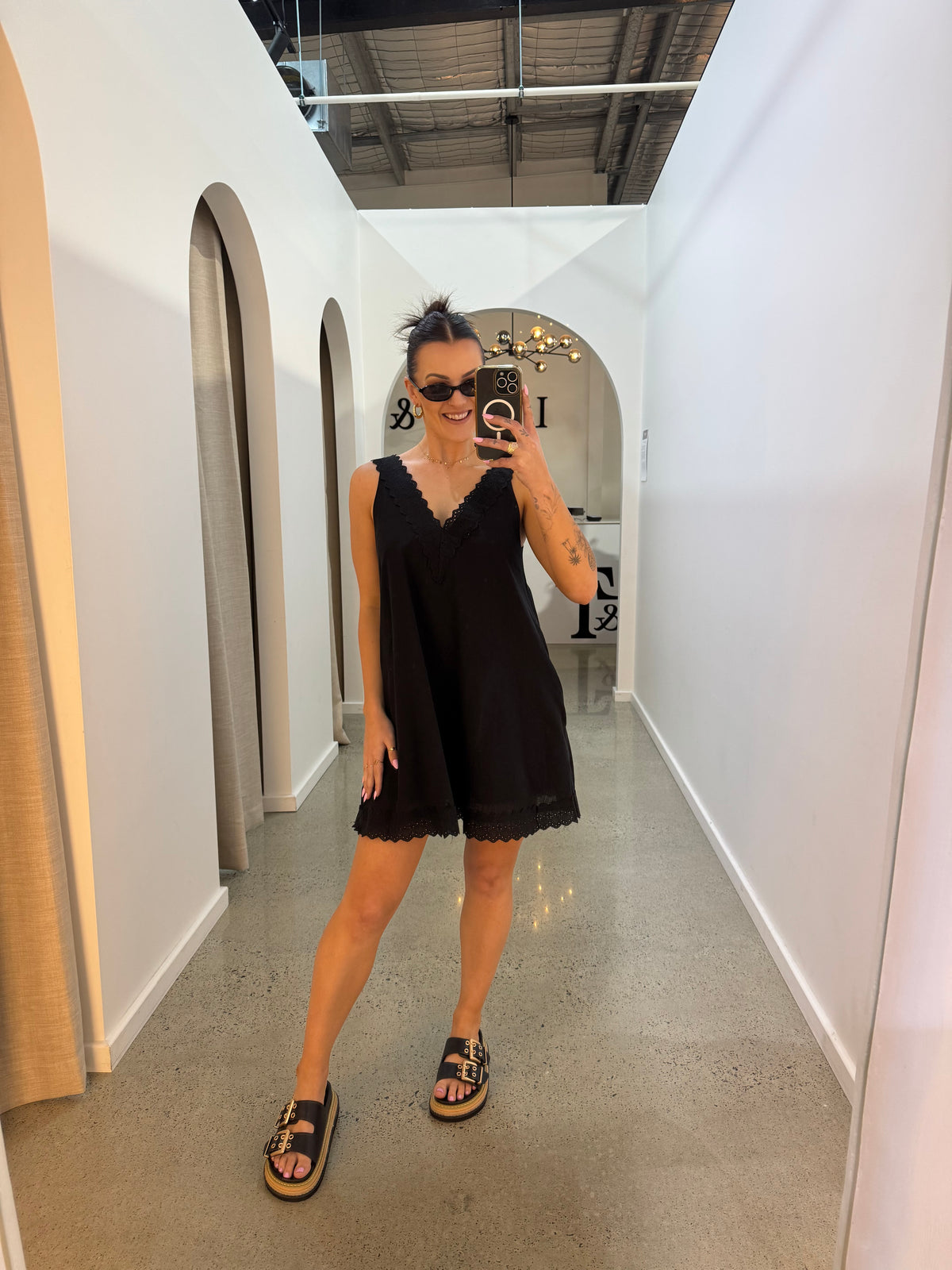BY FRANKIE / BLACK LACE TRIM DRESS / 1162-1