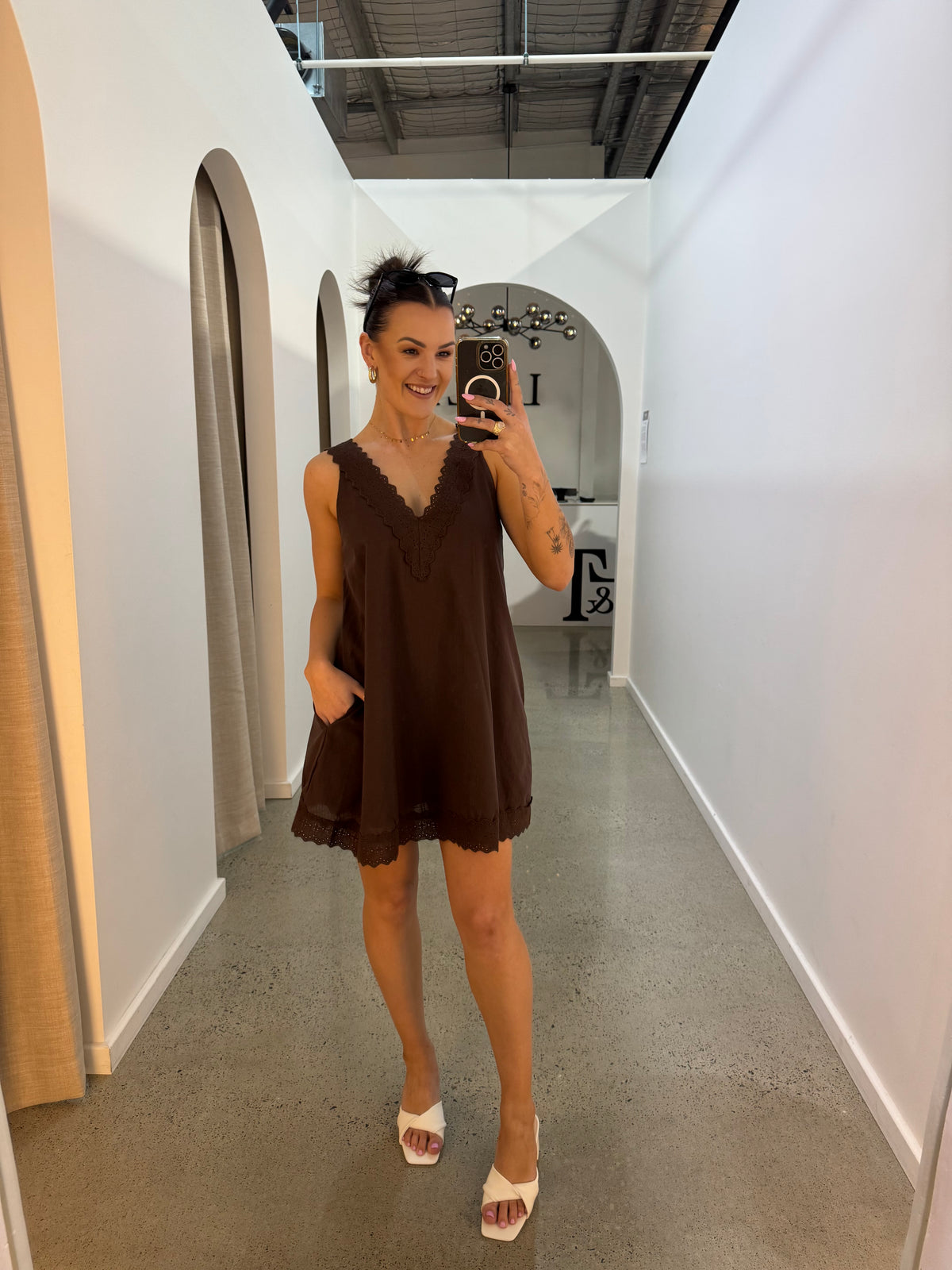 BY FRANKIE / CHOCOLATE LACE TRIM DRESS / 1162-3