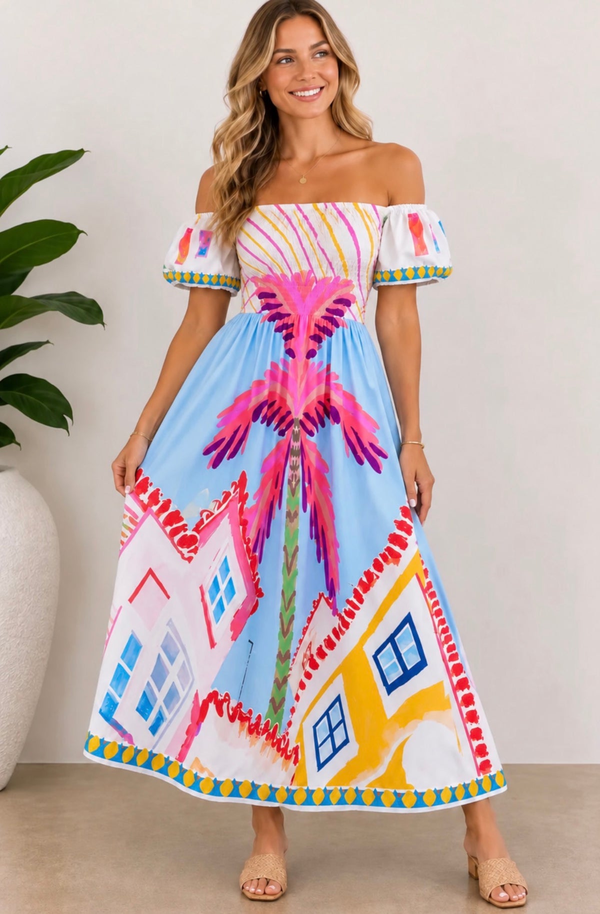 LA SOFIA / FLAMINGO VILLAGE DRESS / VLSD530