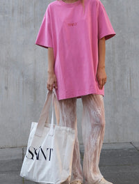 SSAINT / NO VACANCY TEE / DARK PINK ACID WASH