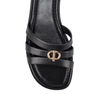 SIREN / MENA LEATHER SLIDE / BLACK