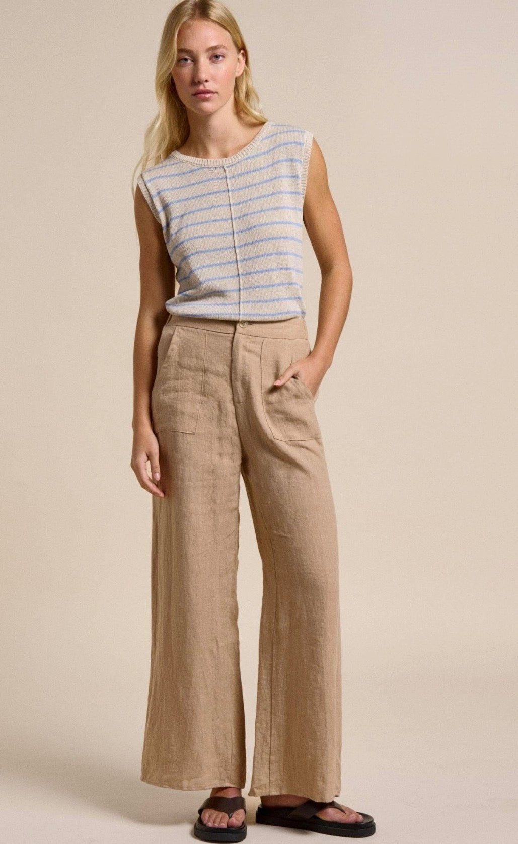 LITTLE LIES / JUDE LINEN PANTS / TAUPE / R22062008