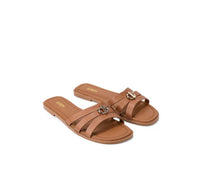 SIREN / MENA LEATHER TAN SLIDE
