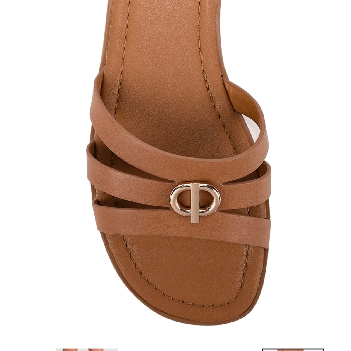 SIREN / MENA LEATHER TAN SLIDE