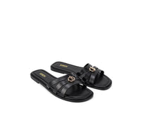 SIREN / MENA LEATHER SLIDE / BLACK