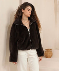 IRIS MAXI / FLUFFY JACKET / CHOCOLATE / 2073208-1