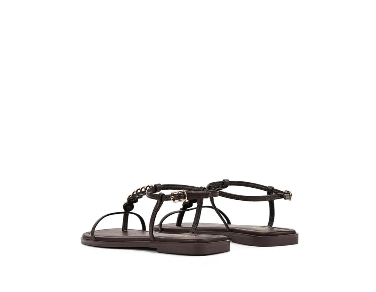 SIREN / MEAGAN LEATHER SLIDE / CHOCOLATE