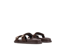 LANCE FOOTBED SLIDES - CHOCOLATE BROWN SUEDE