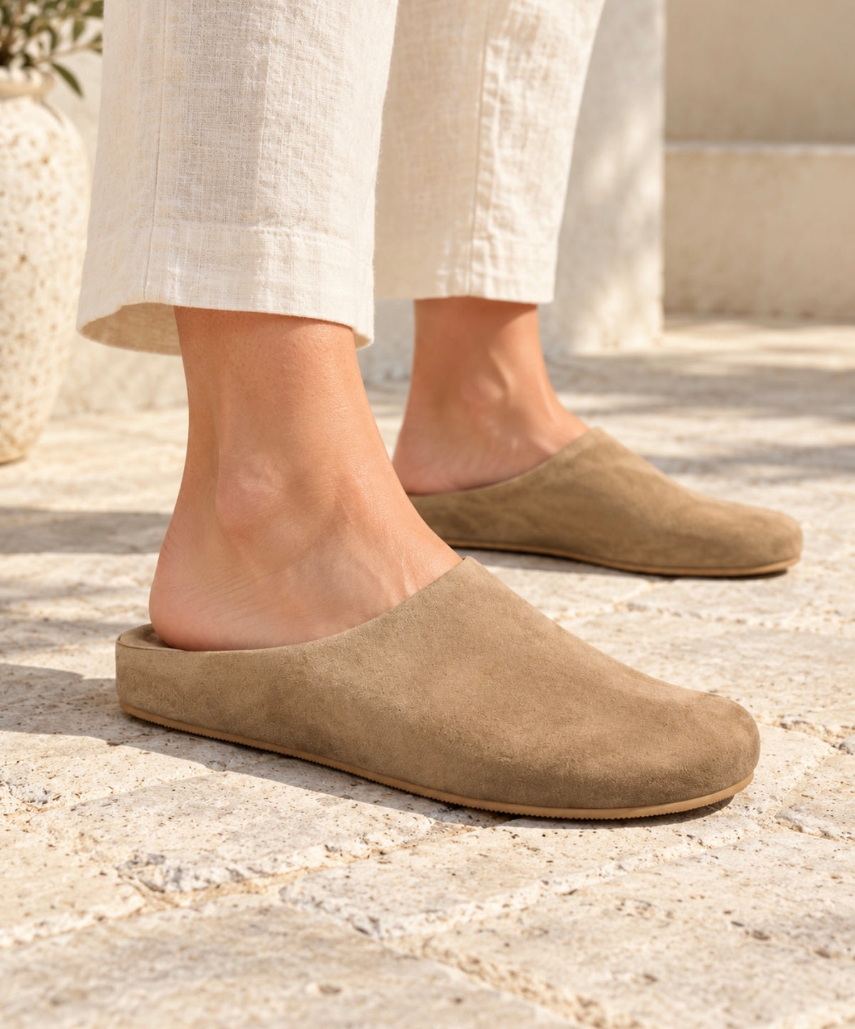 VERALI / TERRY CLOSED TOE MULES / TAUPE MICRO