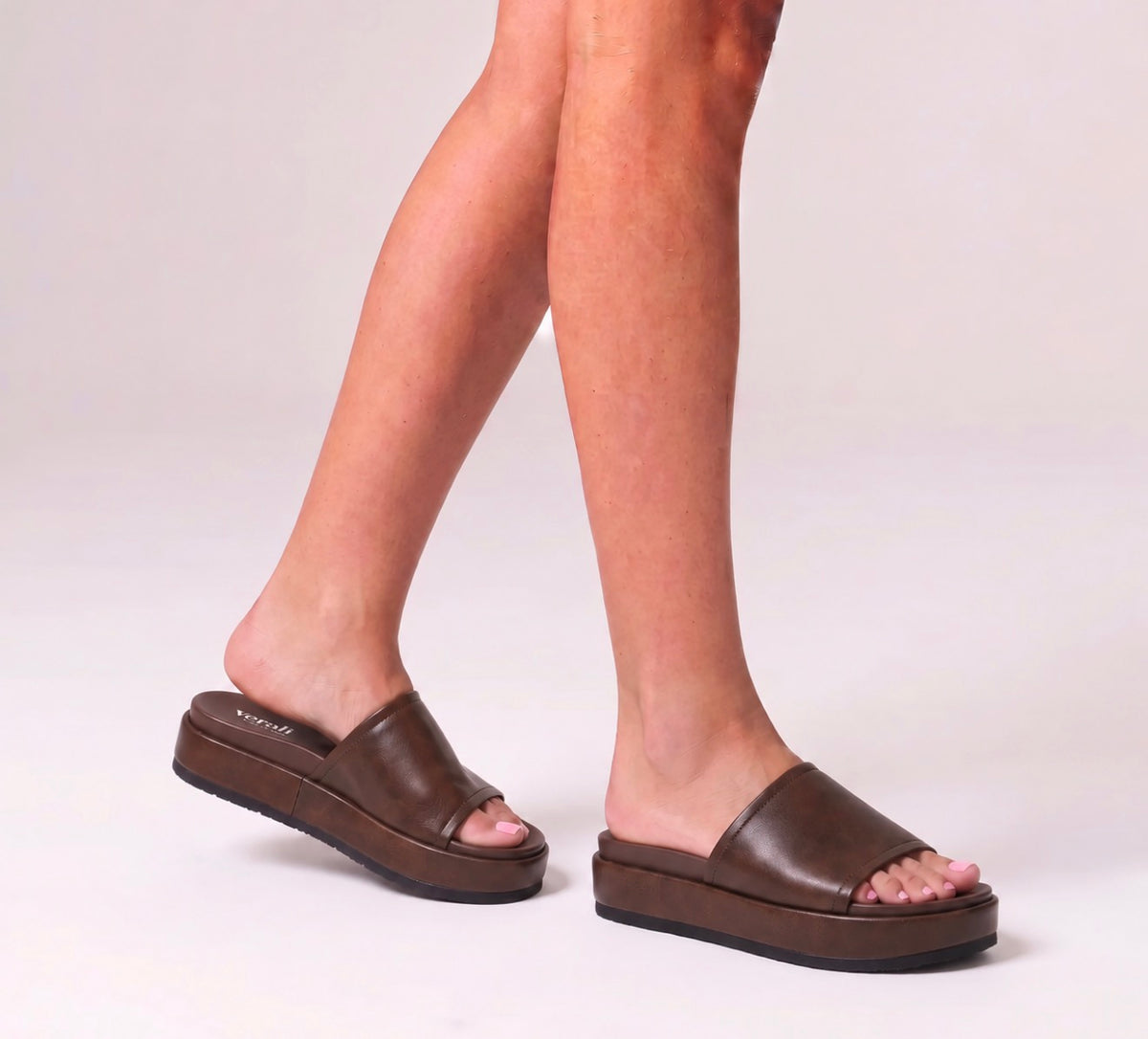 VERALI / HADES FLATFORM SLIDES - BROWN DISTRESSED