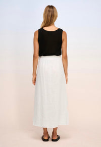 LITTLE LIES / MONACO WHITE LINEN WRAP SKIRT / R25121511