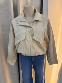 BY FRANKIE / BEIGE FAUX SUEDE BOMBER JACKET / 796-2