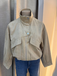 BY FRANKIE / BEIGE FAUX SUEDE BOMBER JACKET / 796-2