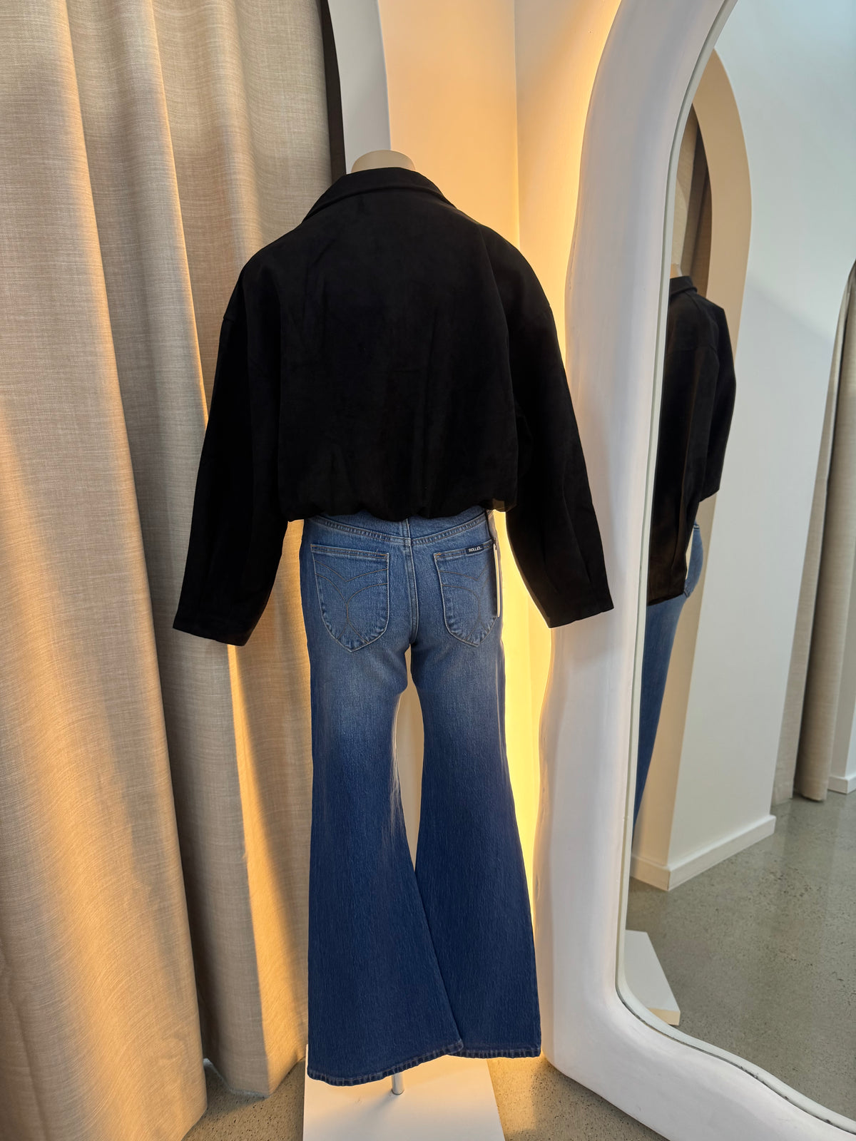 BY FRANKIE / BLACK FAUX SUEDE BOMBER JACKET / 796-1