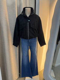 BY FRANKIE / BLACK FAUX SUEDE BOMBER JACKET / 796-1