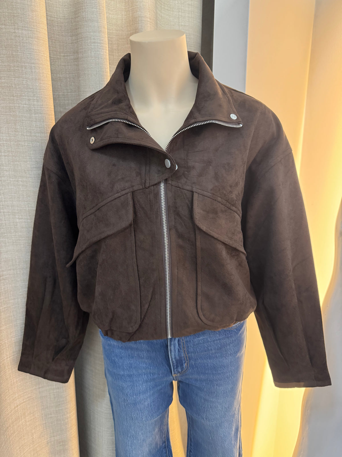 BY FRANKIE / CHOC FAUX SUEDE BOMBER JACKET / 796-3