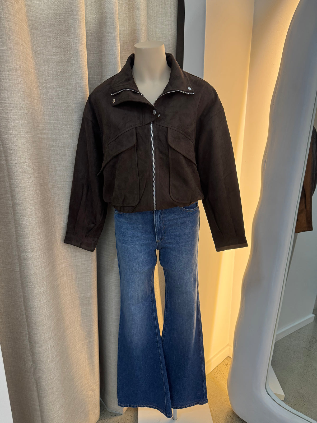 BY FRANKIE / CHOC FAUX SUEDE BOMBER JACKET / 796-3