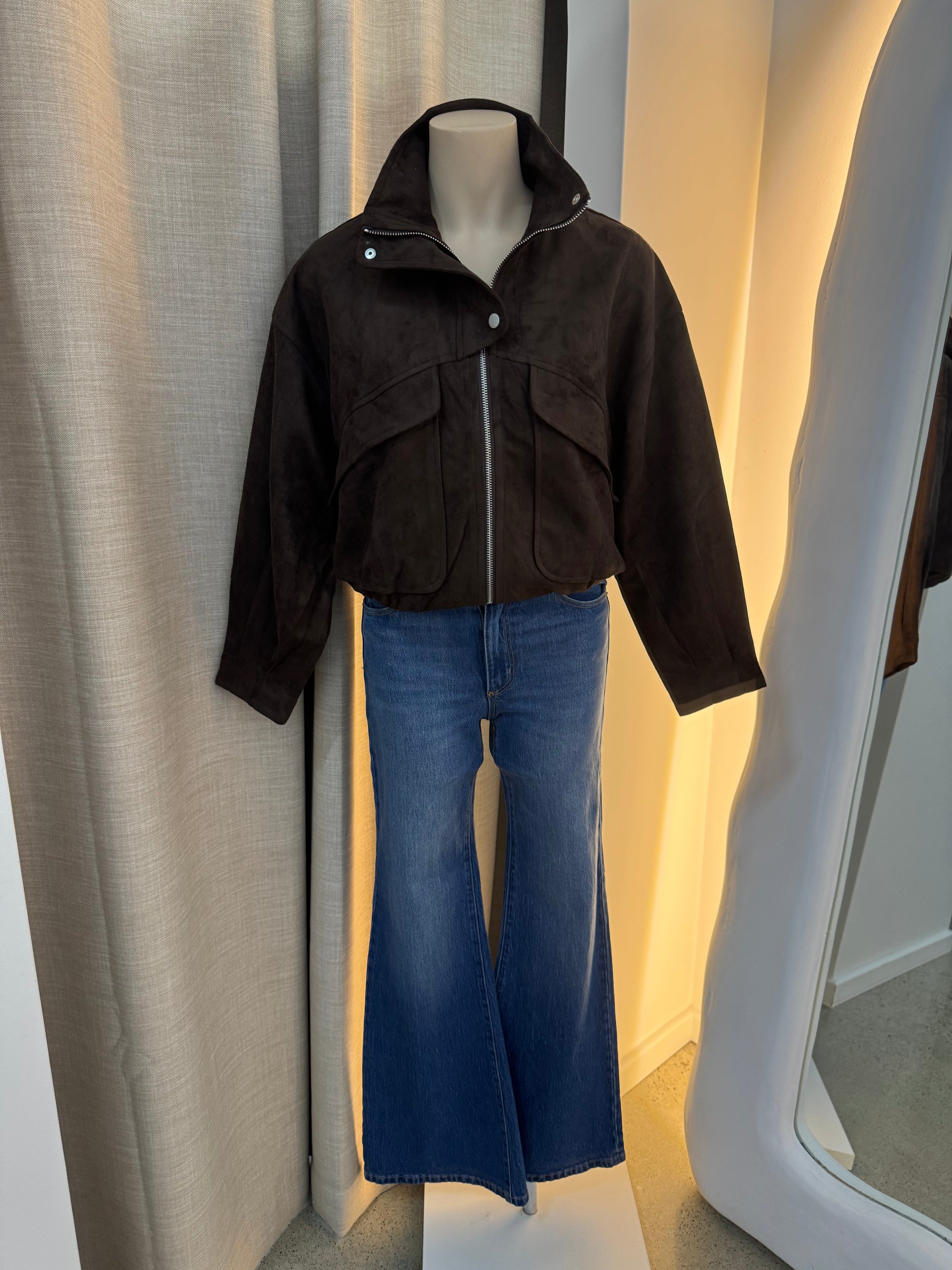 BY FRANKIE / CHOC FAUX SUEDE BOMBER JACKET / 796-3