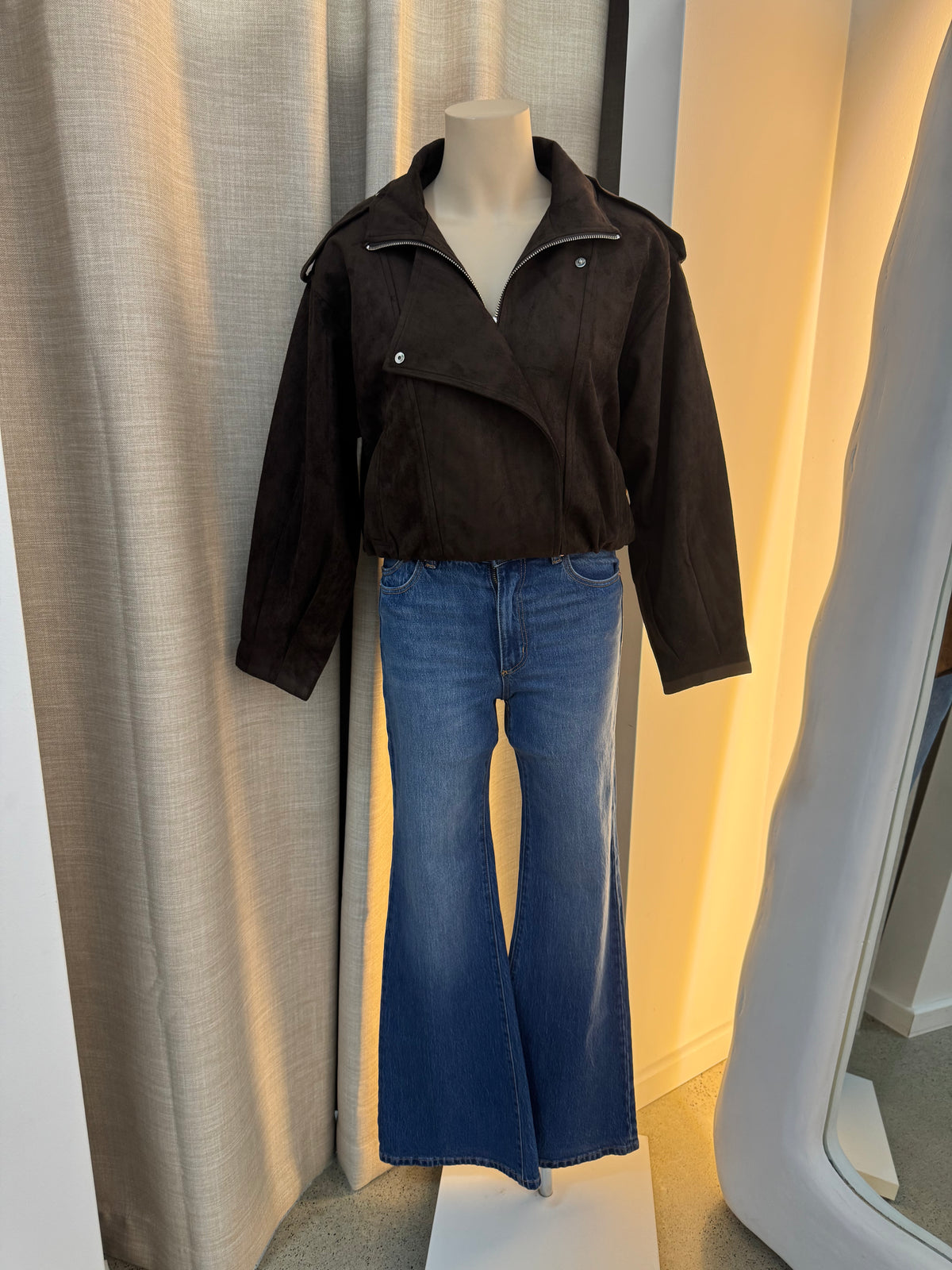 BY FRANKIE / CHOC FUNNEL NECK FAUX SUEDE JACKET / 777-43