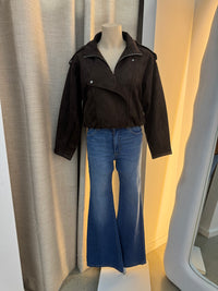 BY FRANKIE / CHOC FUNNEL NECK FAUX SUEDE JACKET / 777-43