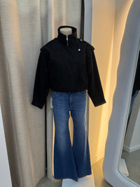 BY FRANKIE / BLACK FUNNEL NECK FAUX SUEDE JACKET / 777-1