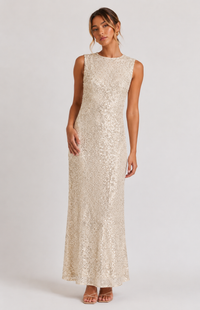 ALL ABOUT MARY / CREAM SEQUINS DRESS / EW8319M