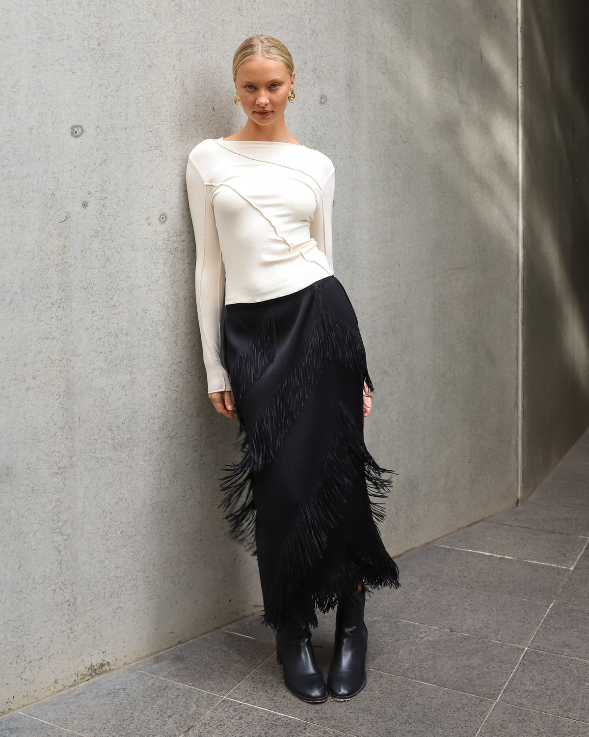 PAPER HEART / TASSEL SKIRT / BLACK / PH14437