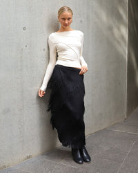 PAPER HEART / TASSEL SKIRT / BLACK / PH14437