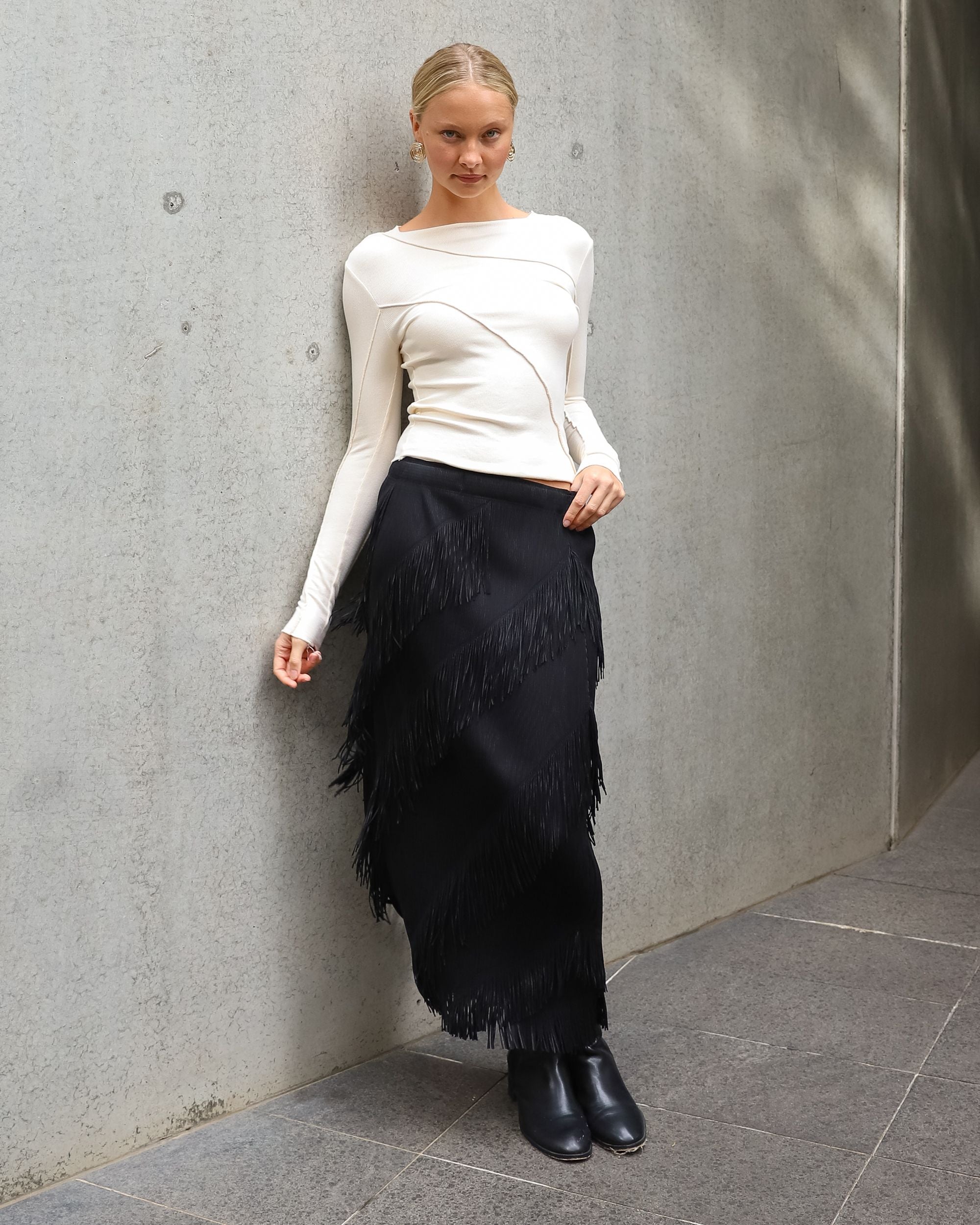 PAPER HEART / TASSEL SKIRT / BLACK / PH14437