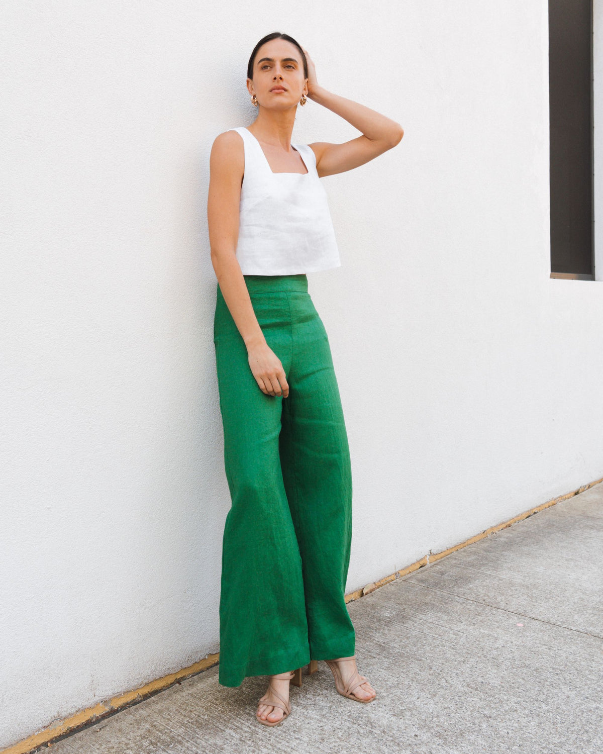 WHITE CLOSET / SPRING GREEN LINEN PANTS / TFL7581-58