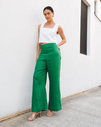 WHITE CLOSET / SPRING GREEN LINEN PANTS / TFL7581-58