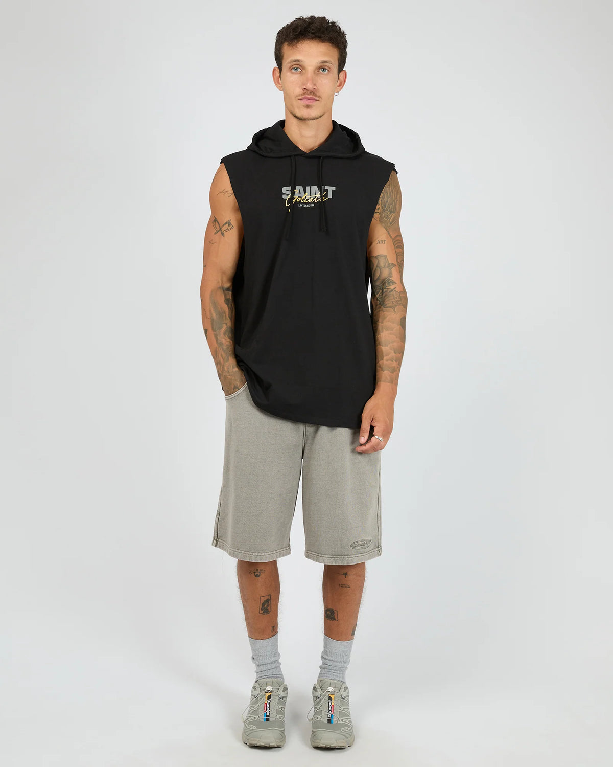 SAINT GOLIATH / FIXTURE HOODED MUSCLE BLACK / 4385025