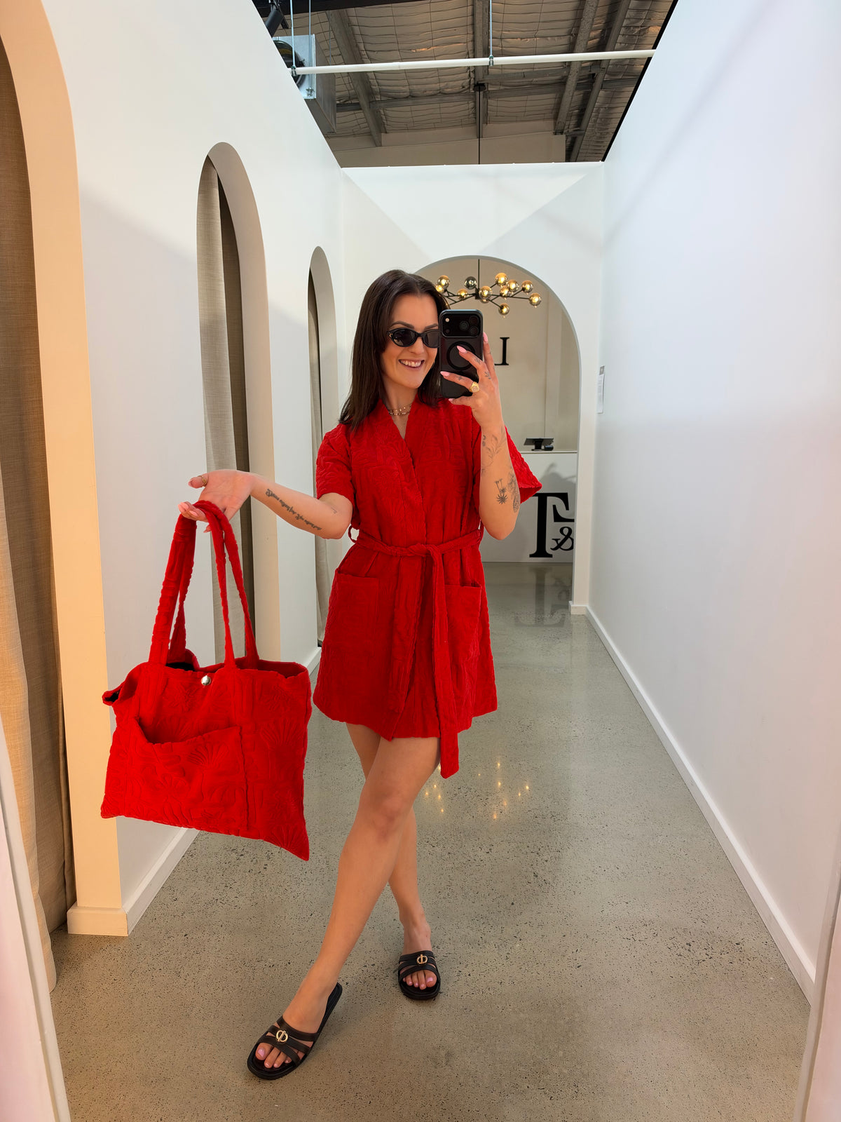 BY FRANKIE / RED TOWELLING ROBE / 799-4