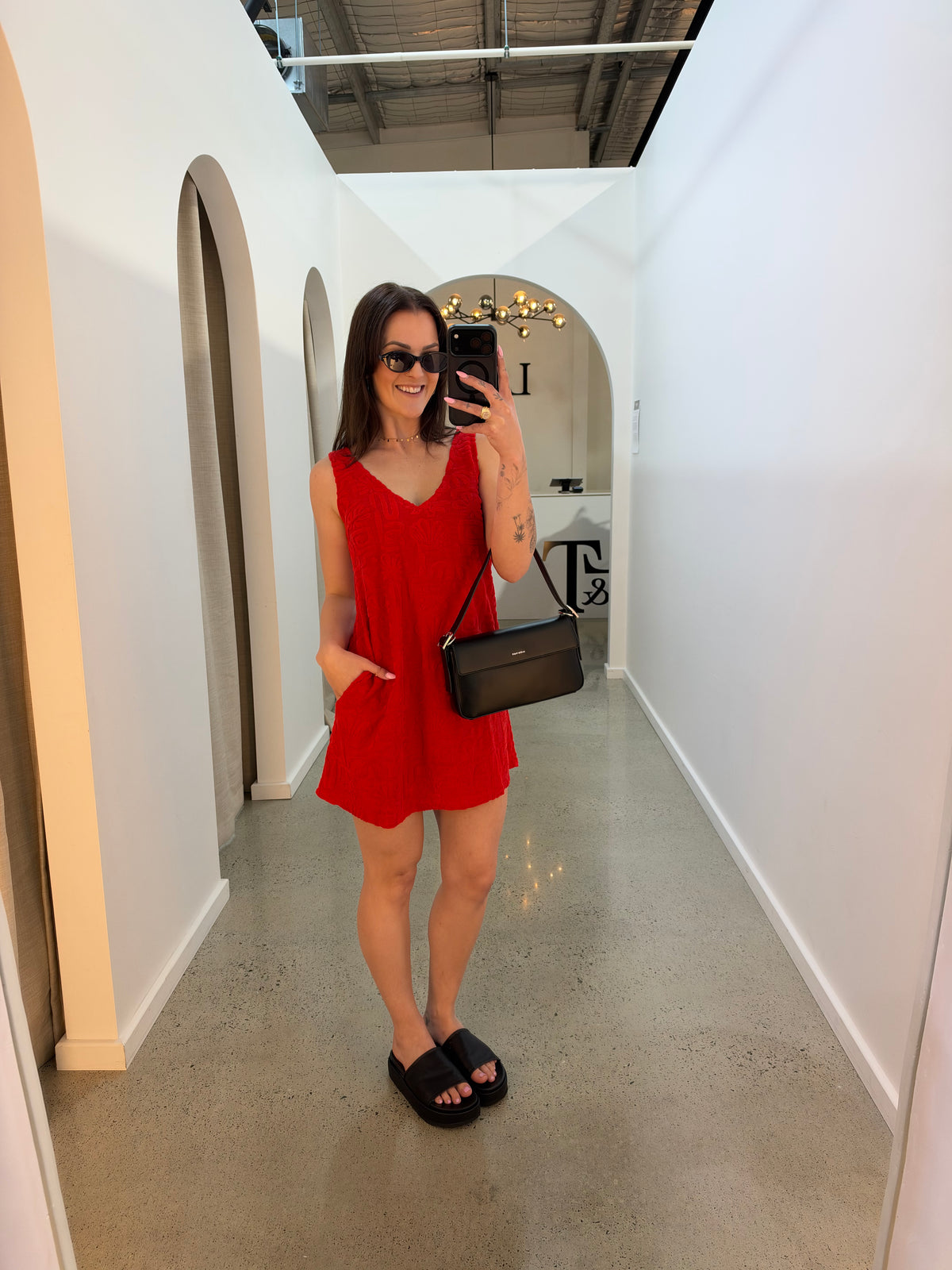 BY FRANKIE / RED TOWELING DRESS / 1212-4