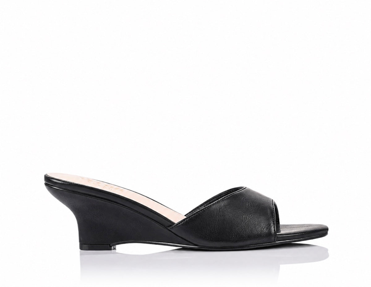 VERALI / GARNET MULE WEDGES / BLACK DISTRESSED