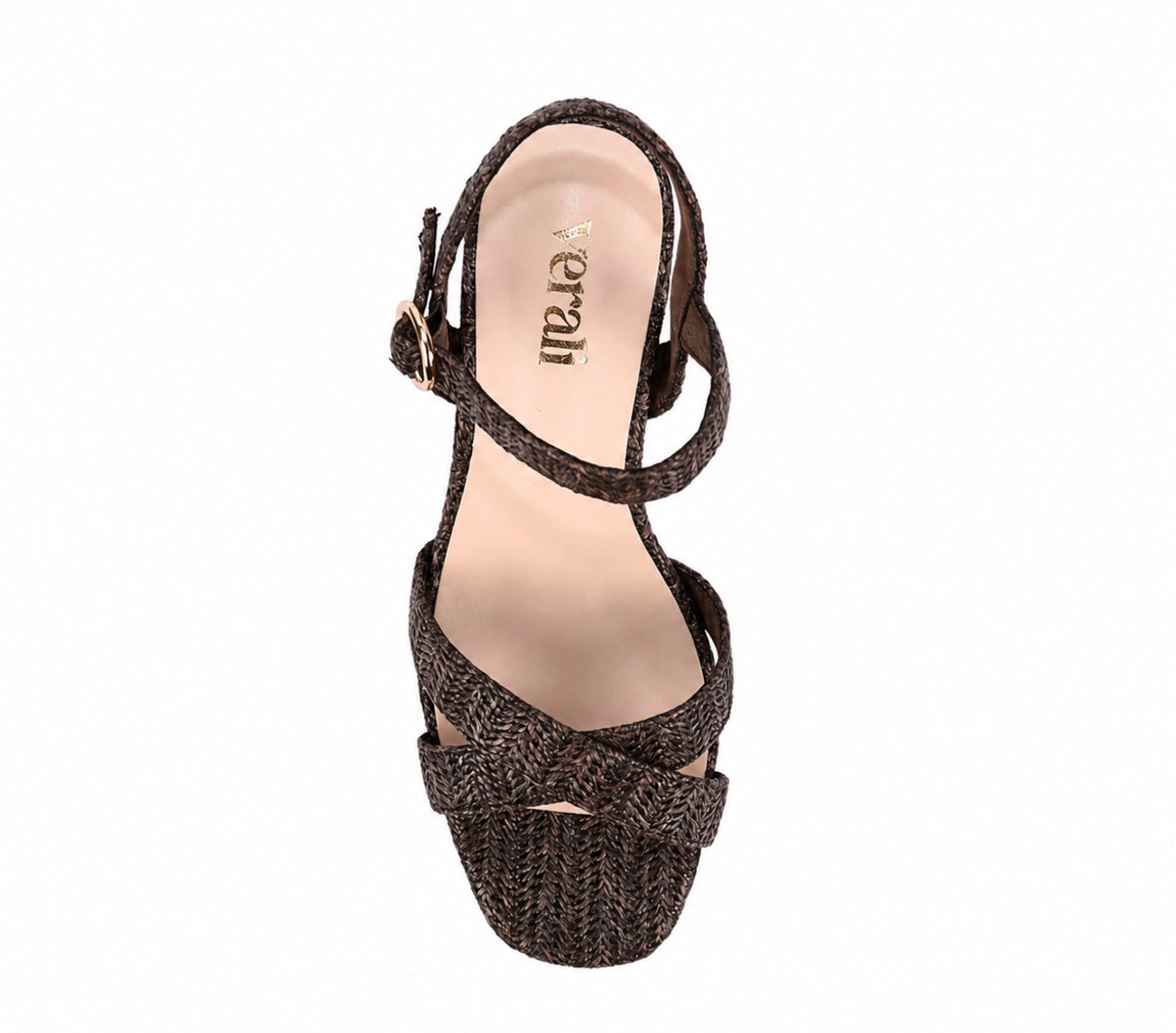 VERALI / HEPPELL PLATFORM HEELS / CHOCOLATE BROWN RAFFIA